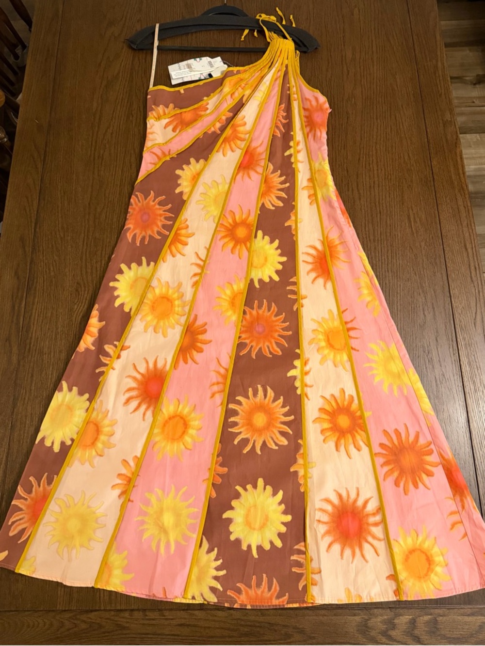 NWT FARM Rio x Anthropologie One Shoulder Seamed A-Line Sunburst Dress - Picture 9 of 12